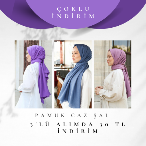 Pamuk Caz Şal 3'lü Alımda 30 TL İnidirim